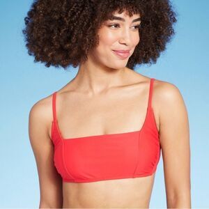 NWT Wild Fable Medium (8-10) Red Square Neck Bralette Bikini Swim Top